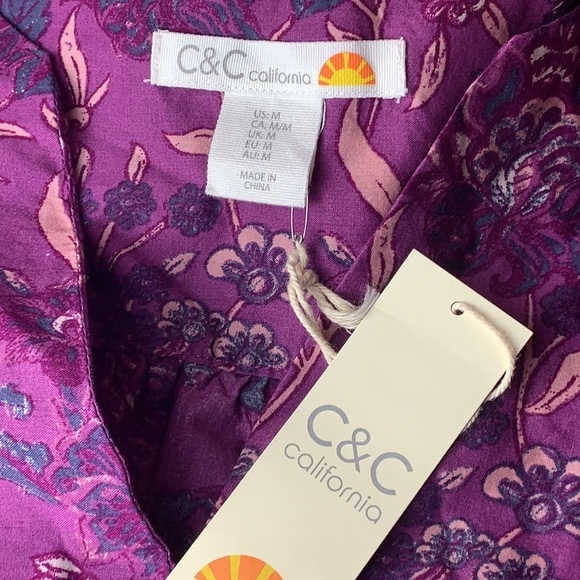 C&C California Boho Floral Print Flutter Sleeve Top NWT - Picture 6 of 8